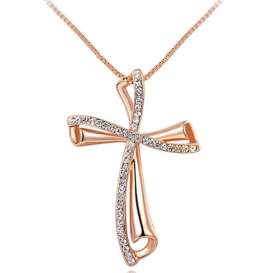 Rose Gold Czech Stone Cross Rose Gold Czech Stone Cross