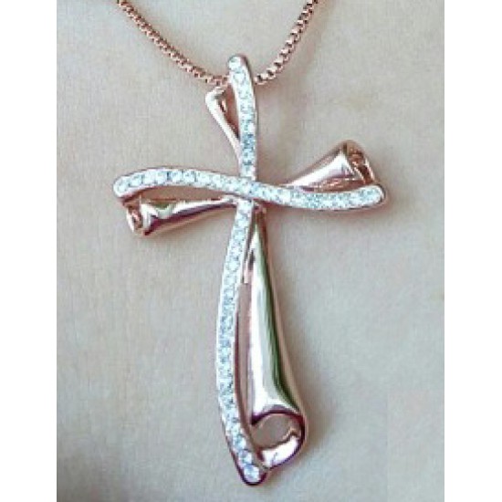 Rose Gold Czech Stone Cross Rose Gold Czech Stone Cross