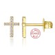 Cross Stud Earrings Gold Color Sterling Silver Cross Stud Earrings Gold Color Sterling Silver