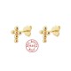 Gold Colored Round Bead Cross Stud Earrings Gold Colored Round Bead Cross Stud Earrings