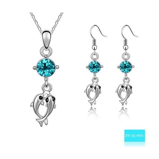 Dolphin Necklace and Earring Set (Blue) Dolphin Necklace and Earring Set (Blue)