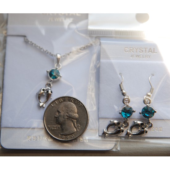Dolphin Necklace and Earring Set (Blue) Dolphin Necklace and Earring Set (Blue)