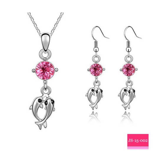 Dolphin Necklace and Earring Set (Pink) Dolphin Necklace and Earring Set (Pink)