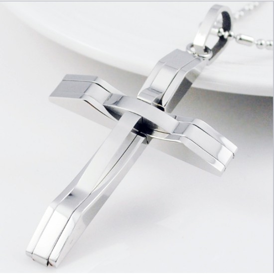 Men's Polished Cross Pendant Necklace Trendy Men's Polished Cross Pendant Necklace Trendy